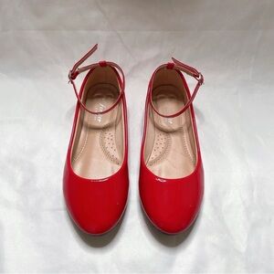 Elegant Red Ankle Strap Flats